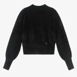 Mayoral Girls Black Fluffy Knit Sweater