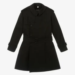 Burberry Girls Black Gabardine Trench Coat Sale