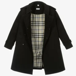 Burberry Girls Black Gabardine Trench Coat Sale