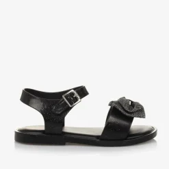 Mini Melissa Girls Black Glitter Bow Jelly Sandals Hot
