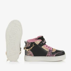 Lelli Kelly Girls Black Glitter Bracelet High-Top Trainers Discount