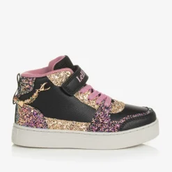 Lelli Kelly Girls Black Glitter Bracelet High-Top Trainers Discount