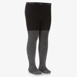 Boboli Girls Black Glitter Cotton Tights New