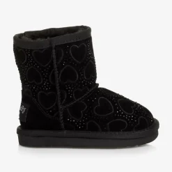 Lelli Kelly Girls Black Heart & Diamanté Suede Boots Sale