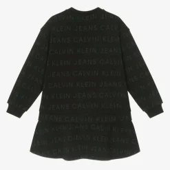 Calvin Klein Girls Black Jersey Logo Dress Outlet