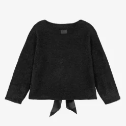 The Tiny Universe Girls Black Knitted Bow Cardigan