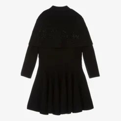 Lanvin Girls Black Knitted Bow Dress New