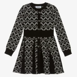 Fun amp; Fun Girls Black Knitted Heart Dress Sale