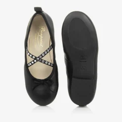 Bonpoint Girls Black Leather Ballerina Shoes Hot