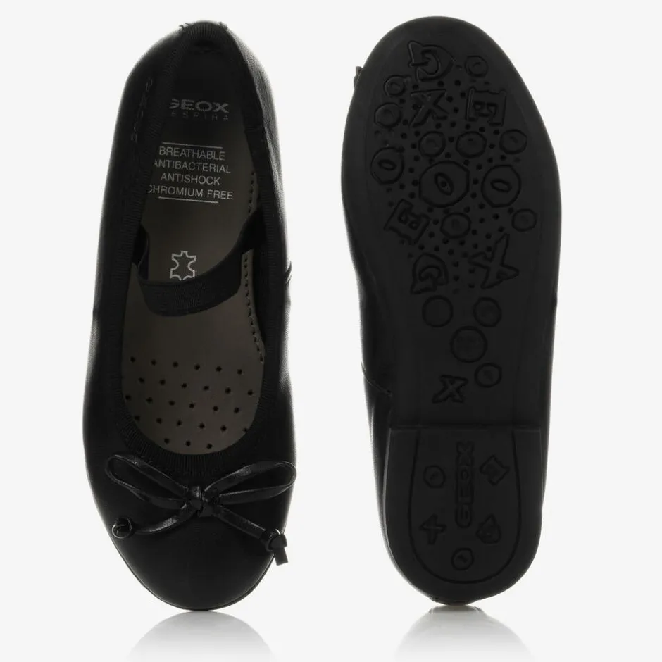 Geox Girls Black Leather Ballet Pumps Best