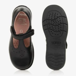 Geox Girls Black Leather Bar Shoes Clearance