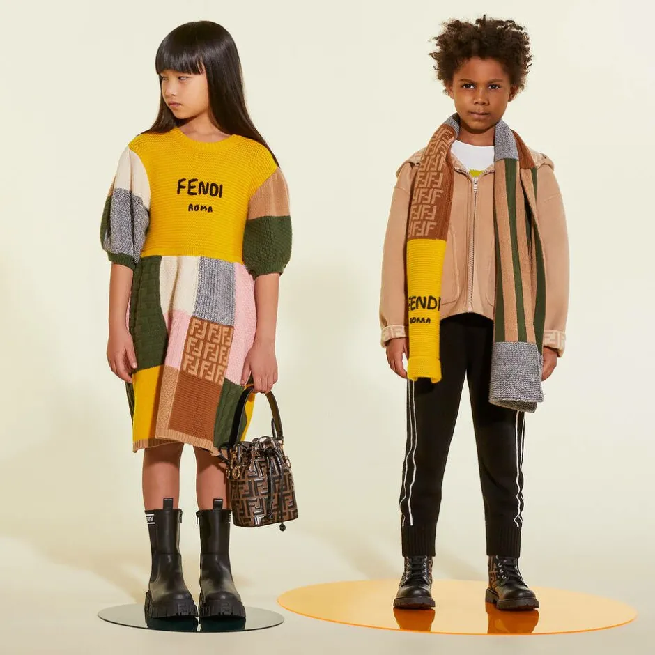 Fendi Girls Black Leather Boots New