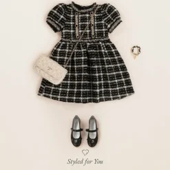 Monnalisa Girls Black Leather Bow Shoes