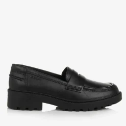 Geox Girls Black Leather Loafers Sale