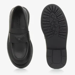 Emporio Armani Girls Black Leather Loafers Sale