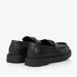 Emporio Armani Girls Black Leather Loafers Sale