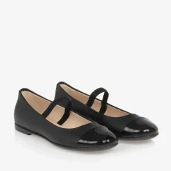 Emporio Armani Girls Black Leather Pumps