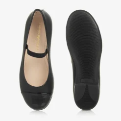 Emporio Armani Girls Black Leather Pumps