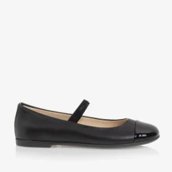 Emporio Armani Girls Black Leather Pumps