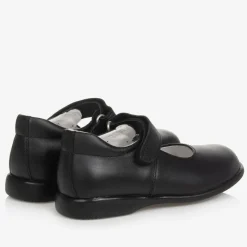 Childrens Classics Girls Black Leather Shoes