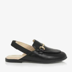 Naturino Girls Black Leather Slingback Loafers Best