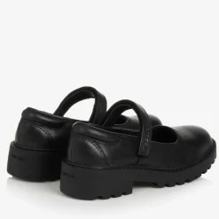 Geox Girls Black Leather Velcro Shoes