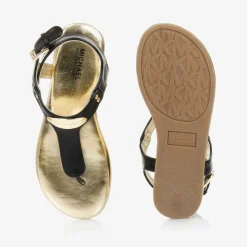 Michael Kors Kids Girls Black Logo Sandals Hot