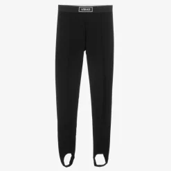 Versace Girls Black Milano Jersey Stirrup Leggings New
