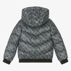 Guess Girls Black Monogram Logo Puffer Jacket Clearance