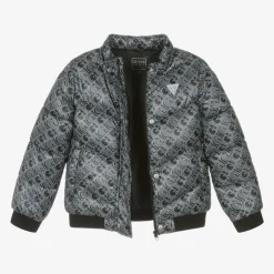 Guess Girls Black Monogram Logo Puffer Jacket Clearance