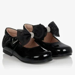 Childrens Classics Girls Black Patent Bow Shoes New