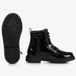 Lelli Kelly Girls Black Patent Leather Ankle Boots New