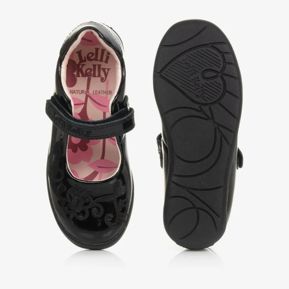 Lelli Kelly Girls Black Patent Leather Bar Shoes Outlet