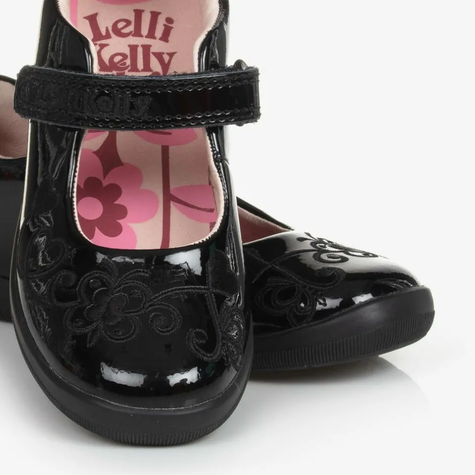 Lelli Kelly Girls Black Patent Leather Bar Shoes Outlet