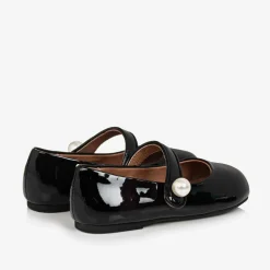 Age of Innocence Girls Black Patent Leather Pearl Shoes