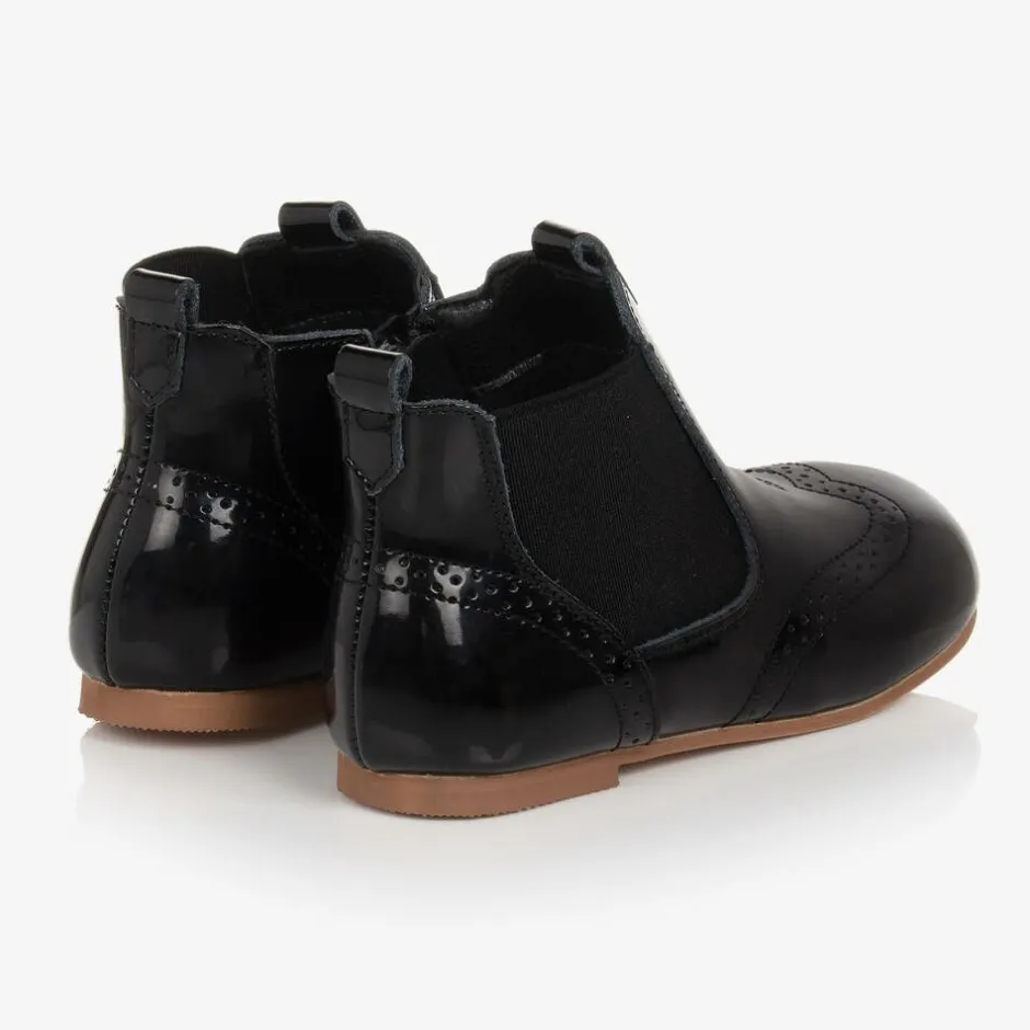 Beau KiD Girls Black Patent Leather Chelsea Boots Discount