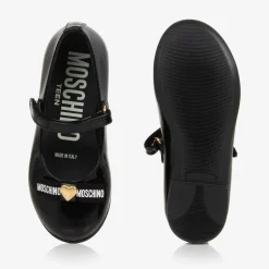 Moschino Girls Black Patent Leather Pumps