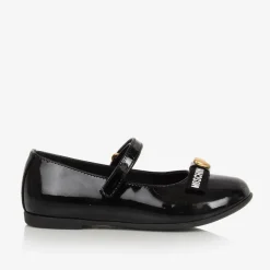 Moschino Girls Black Patent Leather Pumps