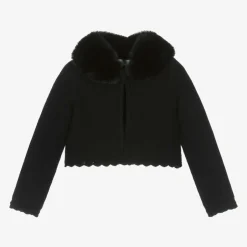 Abel amp; Lula Girls Black Plush Collar Cardigan