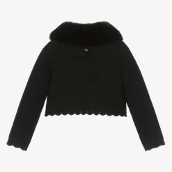 Abel amp; Lula Girls Black Plush Collar Cardigan