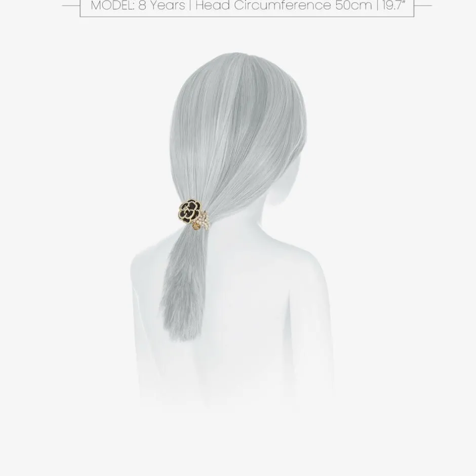 David Charles Girls Black Rose Hair Elastic (4cm) Hot