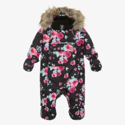Deux par Deux Girls Black Roses Snowsuit Set Best