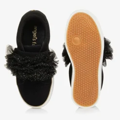 Angels Face Girls Ruffle Velcro Trainers Black New