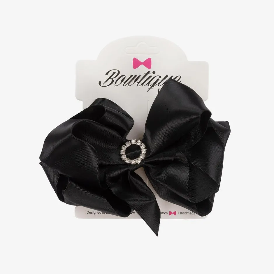 Bowtique London Girls Satin Bow Hair Clip (10cm) Black Best