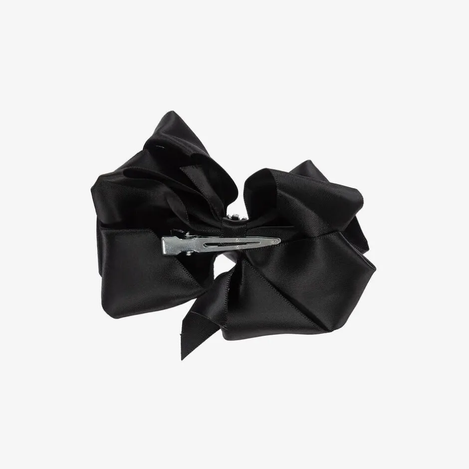 Bowtique London Girls Satin Bow Hair Clip (10cm) Black Best