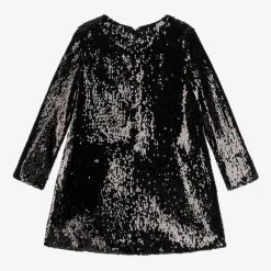 Elie Saab Girls Black Sequin Embroidered Floral Dress