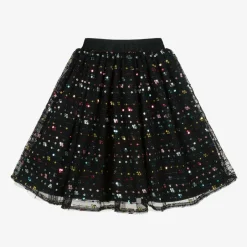 AIGNER Girls Black Sequinned Tulle Skirt New