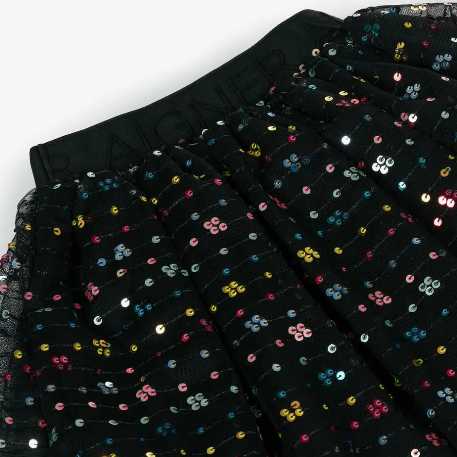 AIGNER Girls Black Sequinned Tulle Skirt New