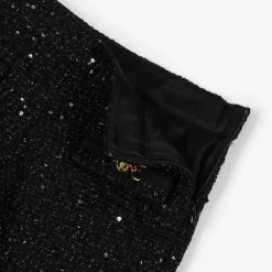 Versace Girls Black Sequinned Tweed Shorts Best