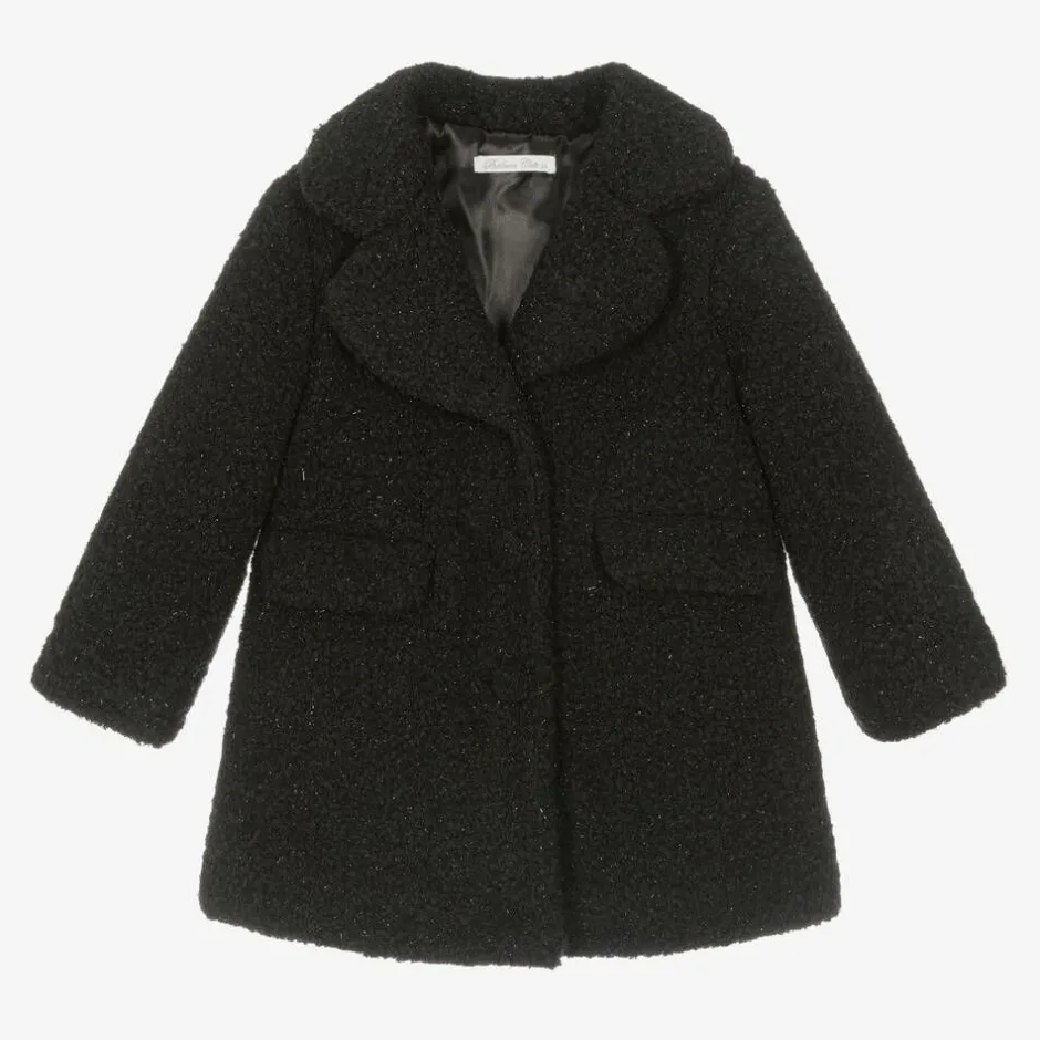 Balloon Chic Girls Black Sparkly Bouclé Coat Outlet